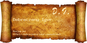 Debreczeny Igor névjegykártya